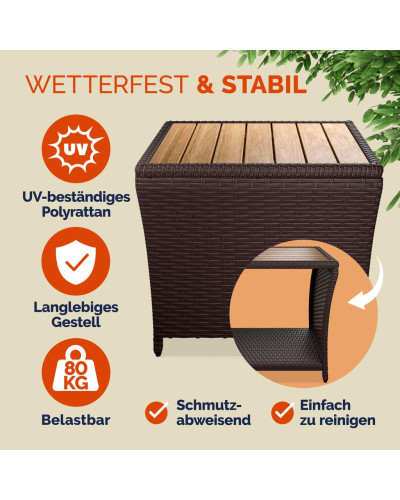 Beistelltisch Rattan Akazie Massivholz Schwarz